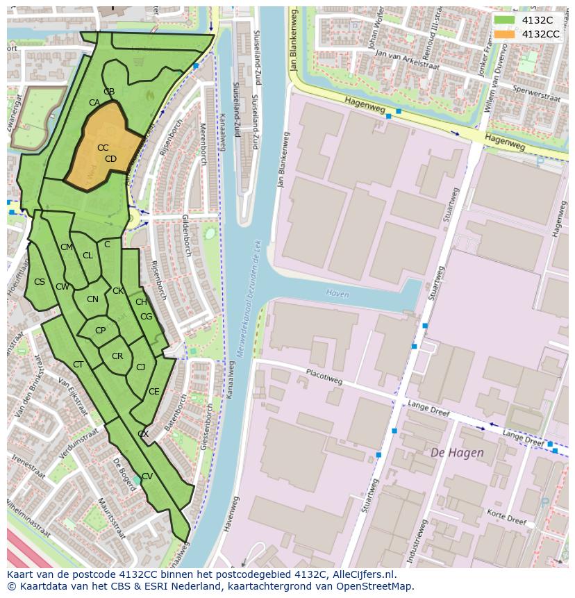 Afbeelding van het postcodegebied 4132 CC op de kaart.