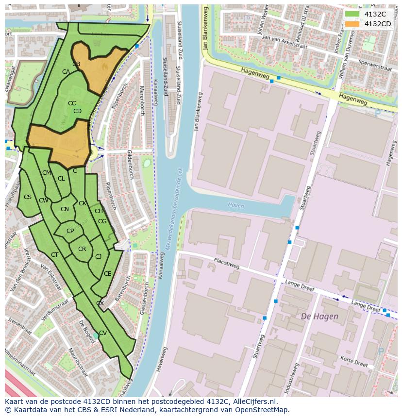 Afbeelding van het postcodegebied 4132 CD op de kaart.