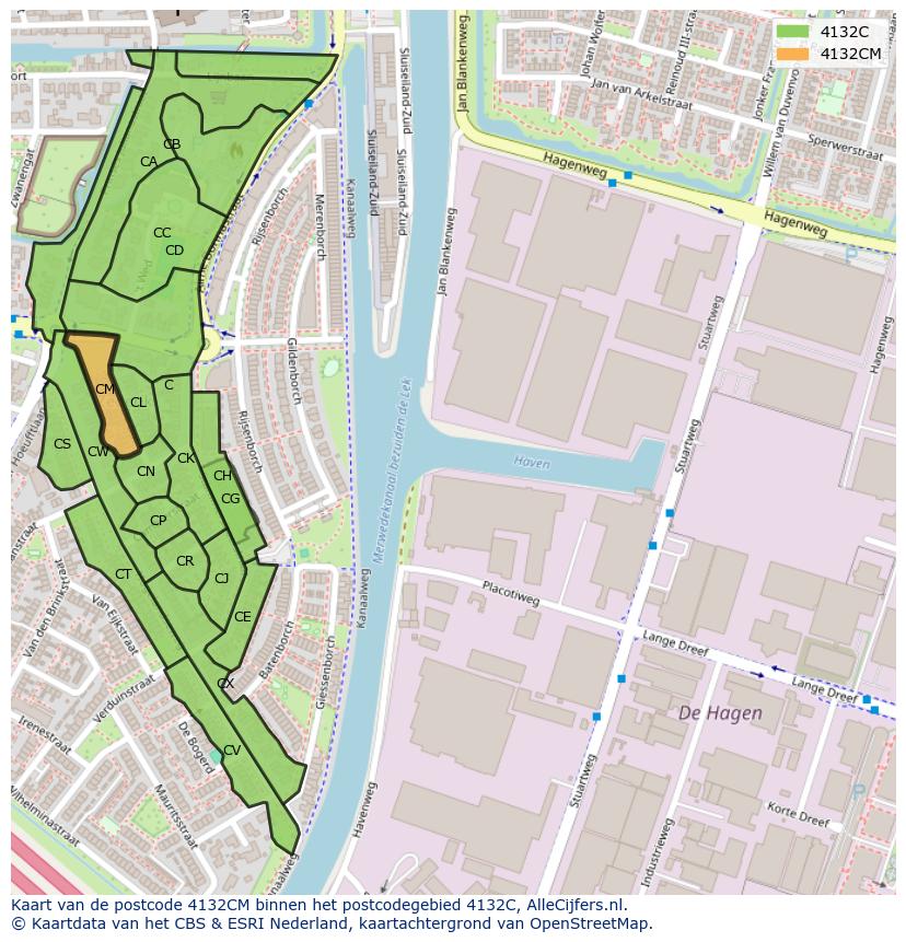 Afbeelding van het postcodegebied 4132 CM op de kaart.