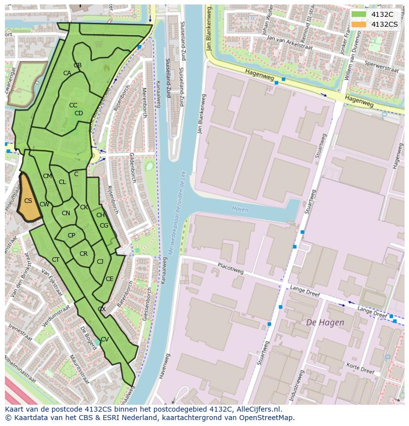 Afbeelding van het postcodegebied 4132 CS op de kaart.