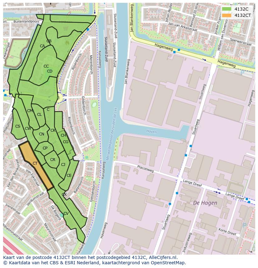 Afbeelding van het postcodegebied 4132 CT op de kaart.