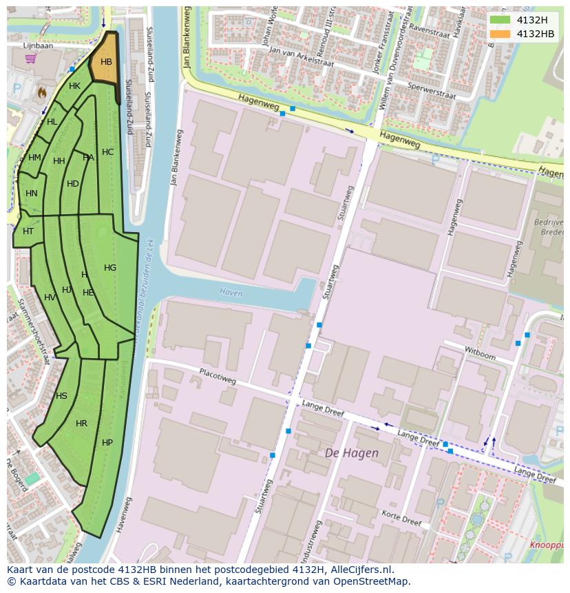 Afbeelding van het postcodegebied 4132 HB op de kaart.