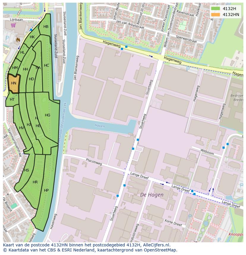 Afbeelding van het postcodegebied 4132 HN op de kaart.