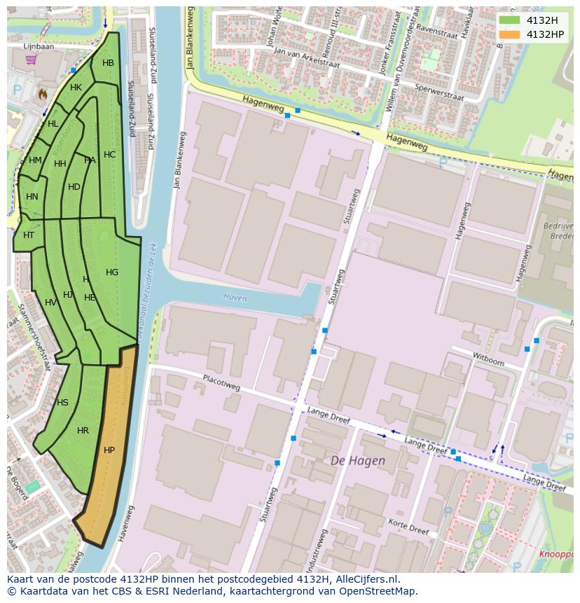 Afbeelding van het postcodegebied 4132 HP op de kaart.