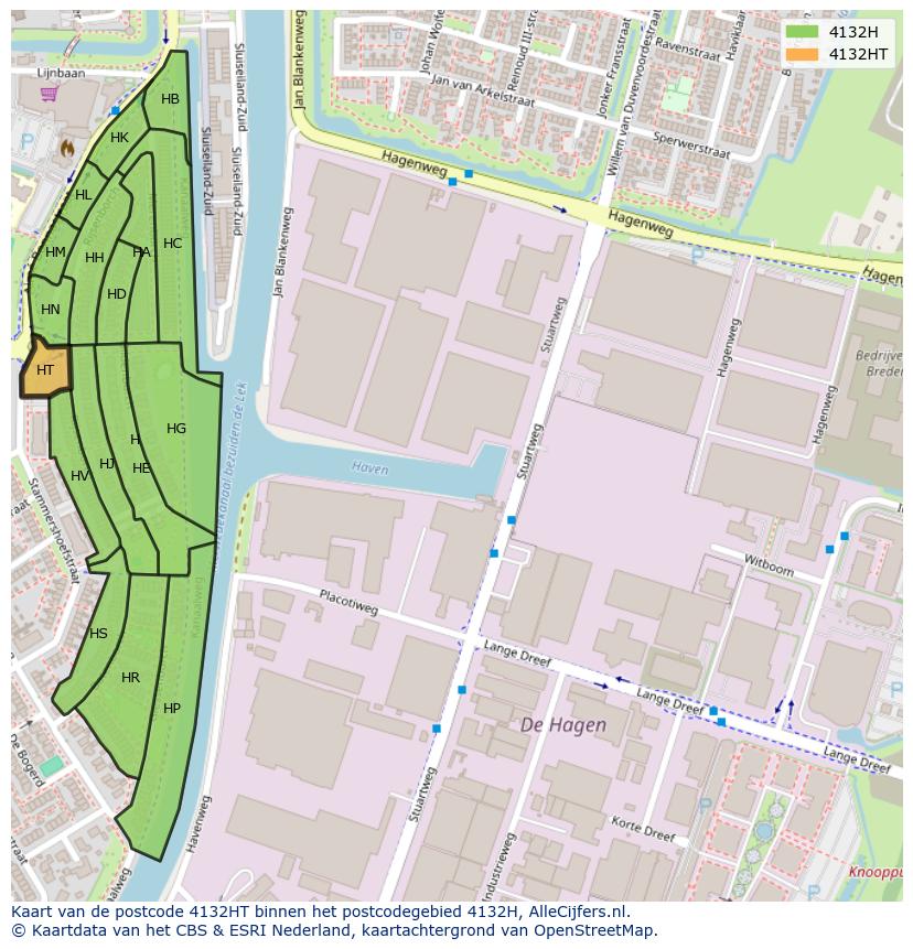 Afbeelding van het postcodegebied 4132 HT op de kaart.