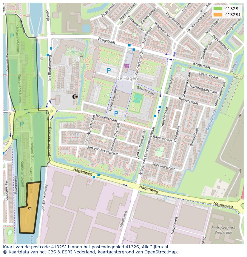 Afbeelding van het postcodegebied 4132 SJ op de kaart.