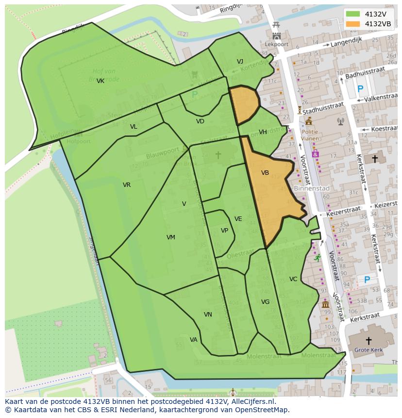 Afbeelding van het postcodegebied 4132 VB op de kaart.