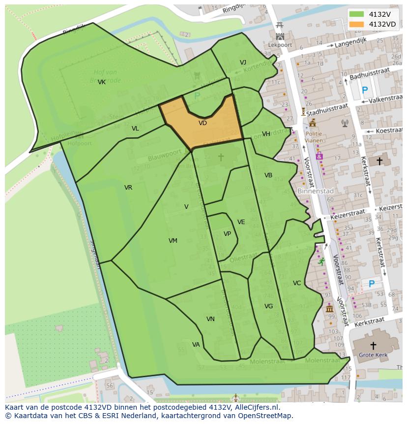 Afbeelding van het postcodegebied 4132 VD op de kaart.