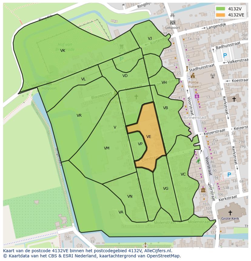 Afbeelding van het postcodegebied 4132 VE op de kaart.