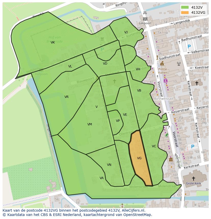 Afbeelding van het postcodegebied 4132 VG op de kaart.
