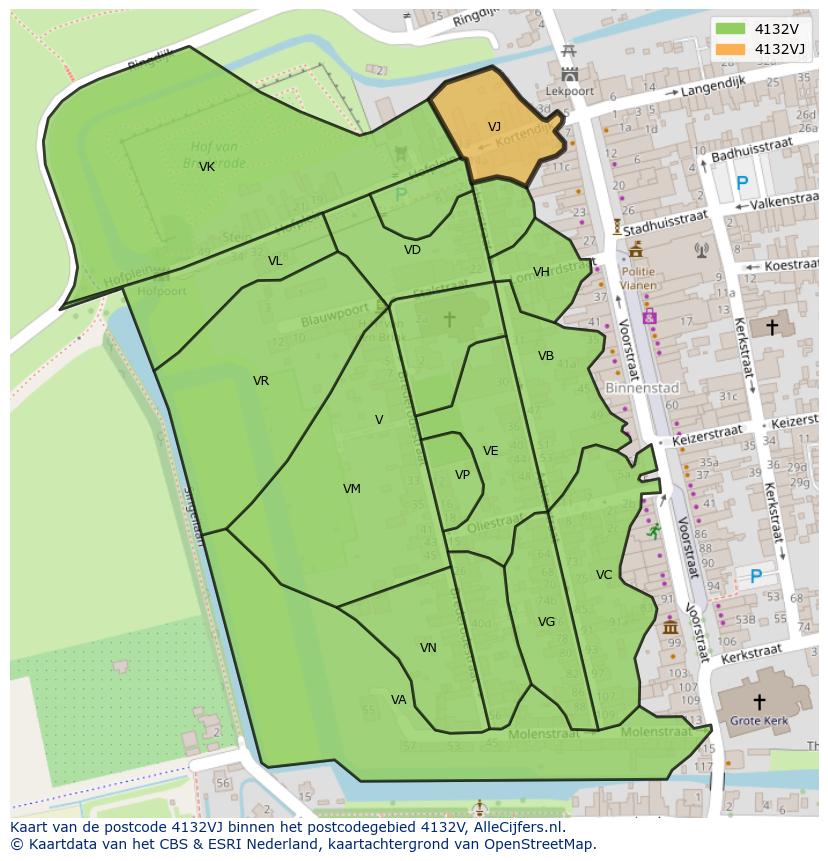 Afbeelding van het postcodegebied 4132 VJ op de kaart.