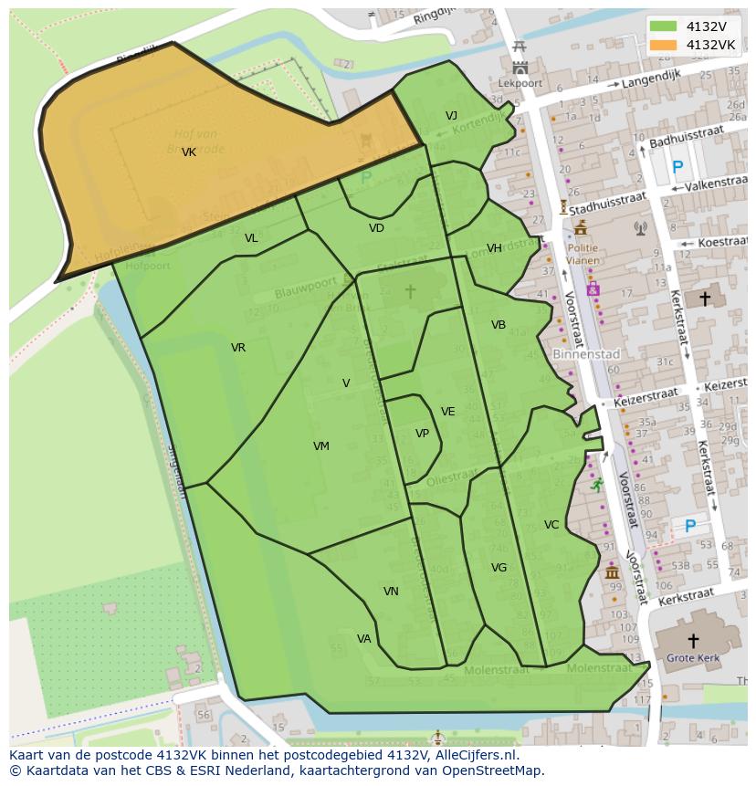Afbeelding van het postcodegebied 4132 VK op de kaart.