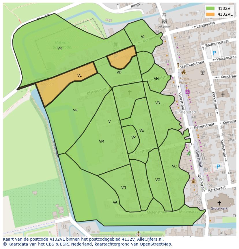 Afbeelding van het postcodegebied 4132 VL op de kaart.