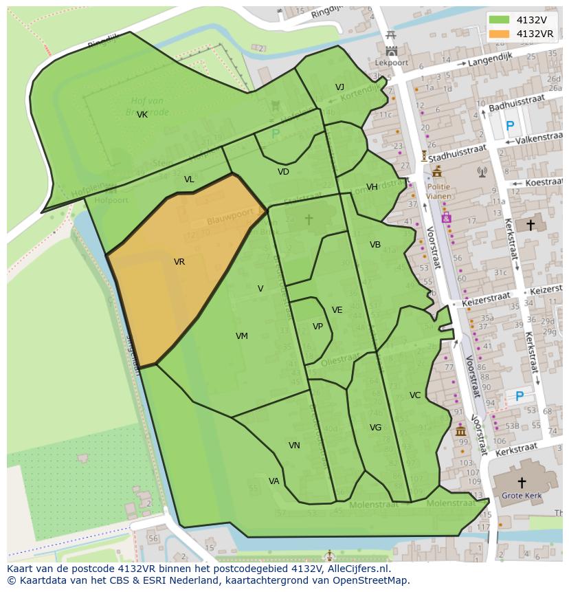 Afbeelding van het postcodegebied 4132 VR op de kaart.