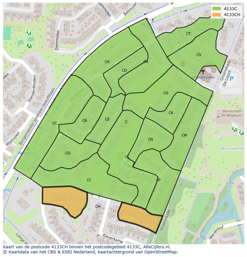 Afbeelding van het postcodegebied 4133 CH op de kaart.