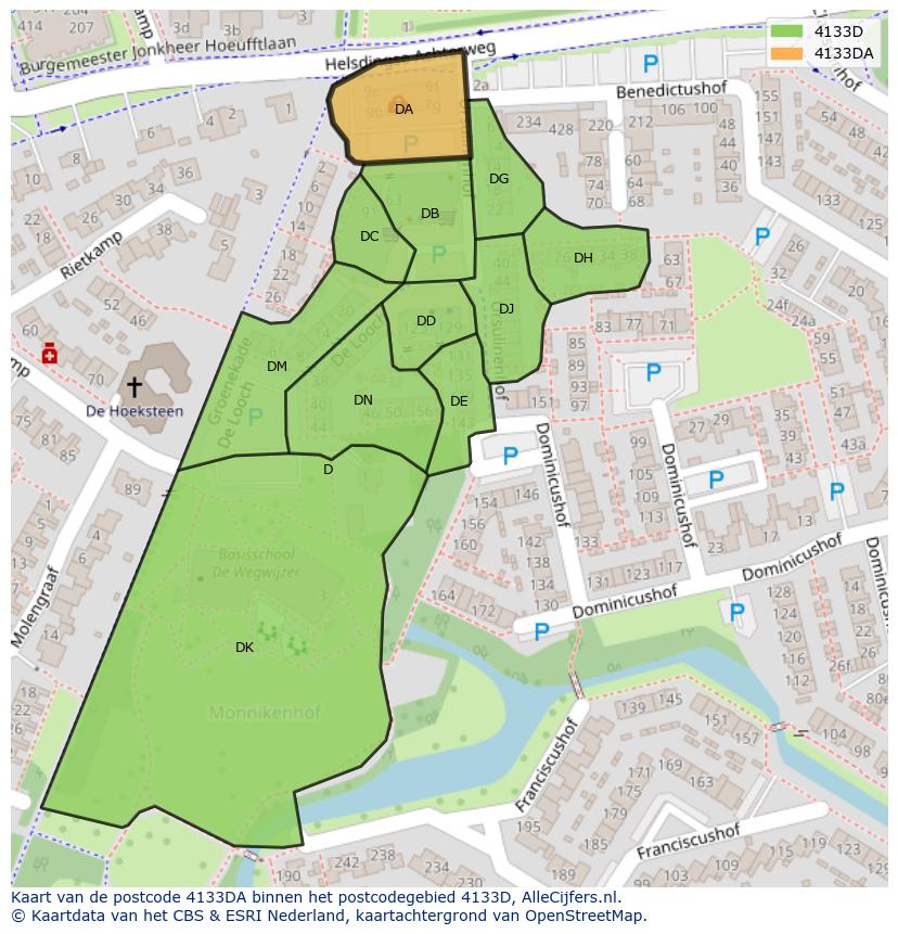 Afbeelding van het postcodegebied 4133 DA op de kaart.