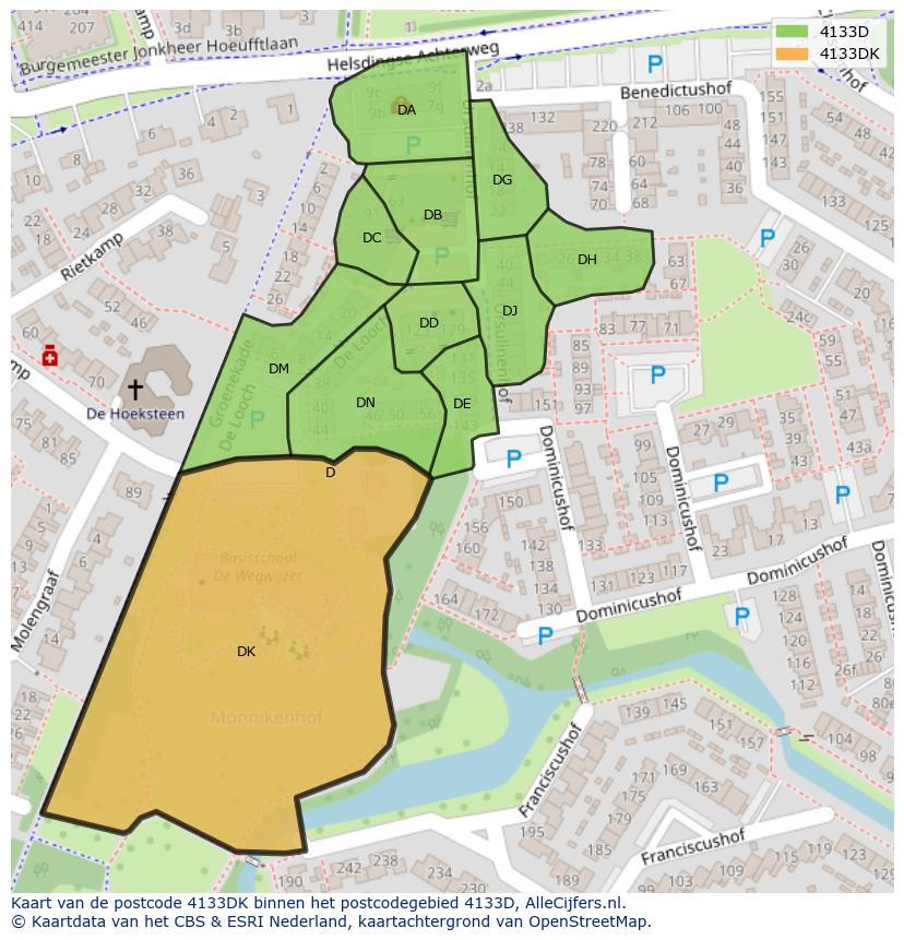 Afbeelding van het postcodegebied 4133 DK op de kaart.