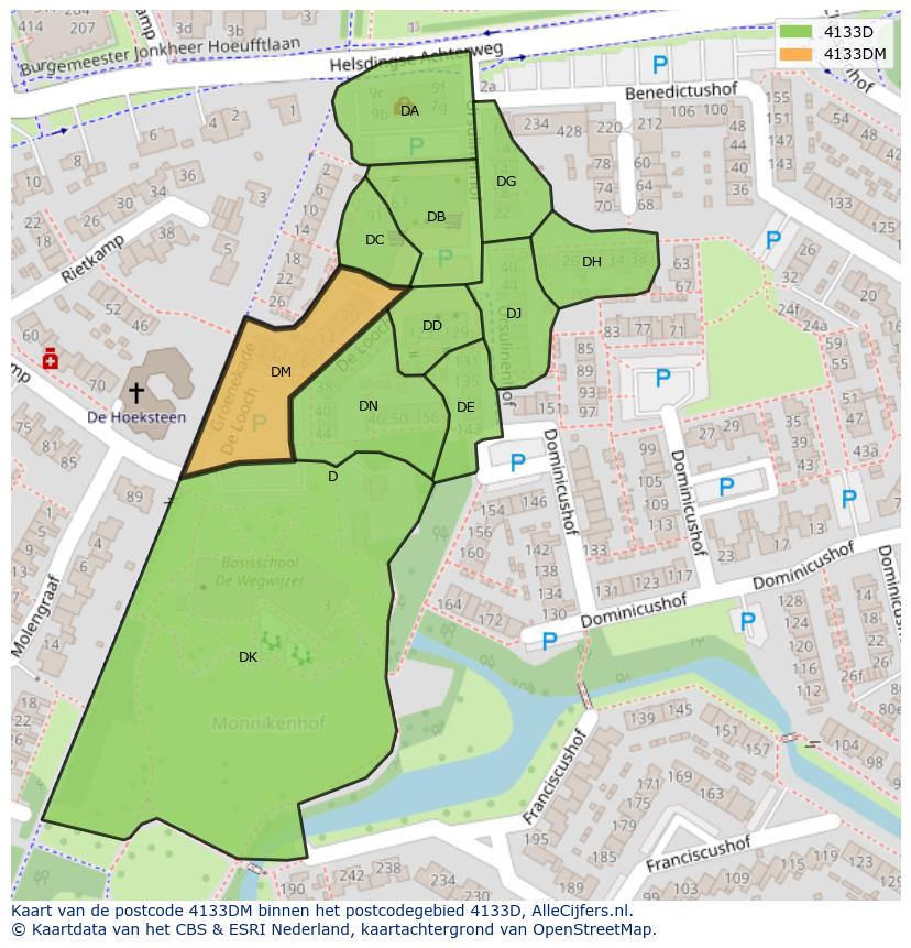 Afbeelding van het postcodegebied 4133 DM op de kaart.