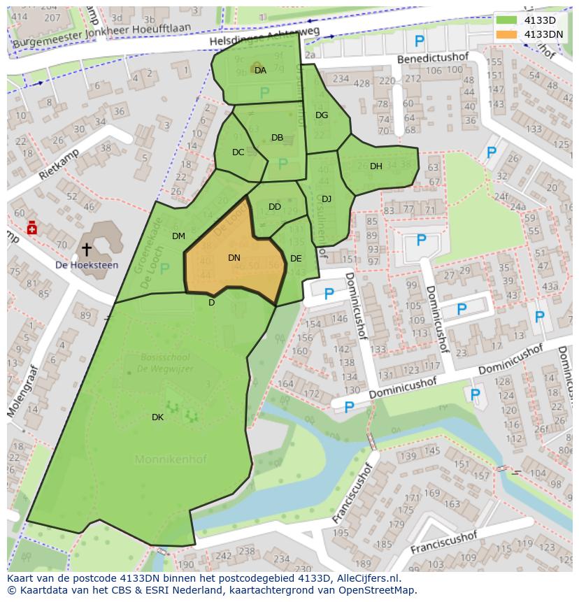 Afbeelding van het postcodegebied 4133 DN op de kaart.