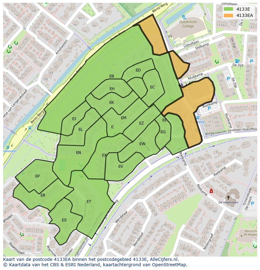 Afbeelding van het postcodegebied 4133 EA op de kaart.