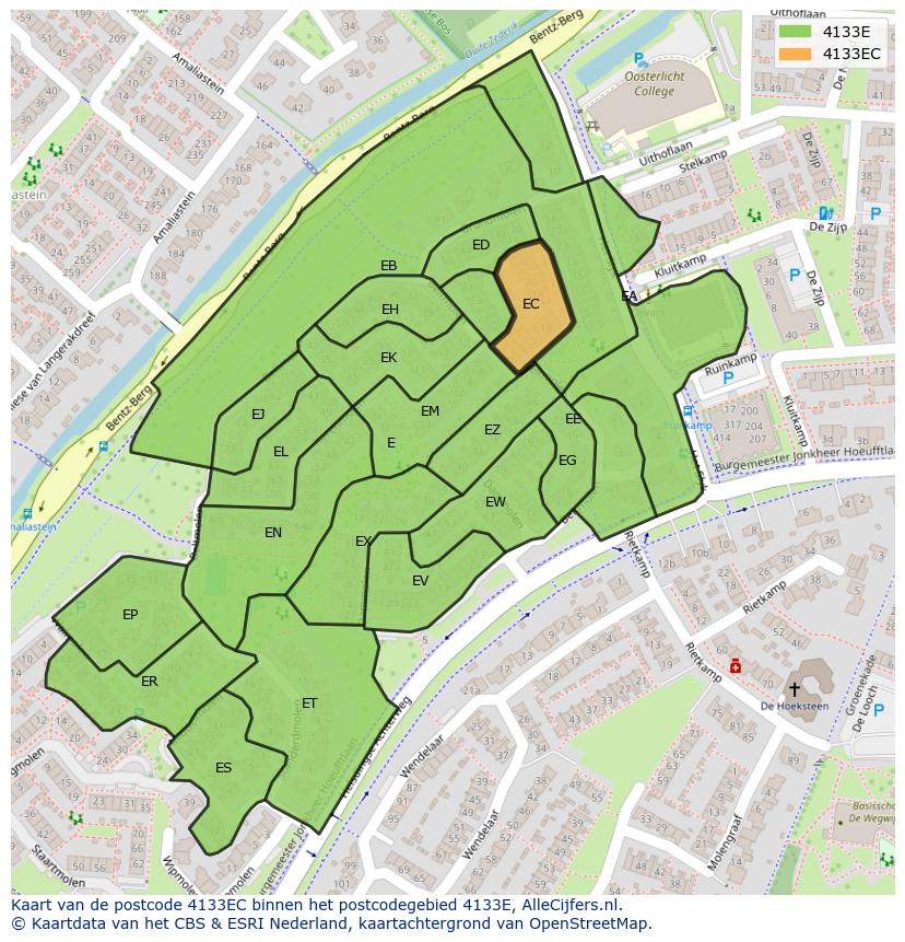 Afbeelding van het postcodegebied 4133 EC op de kaart.