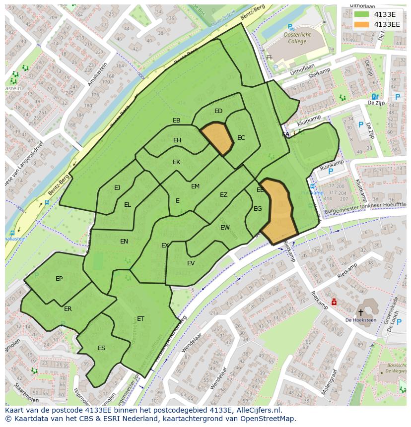 Afbeelding van het postcodegebied 4133 EE op de kaart.