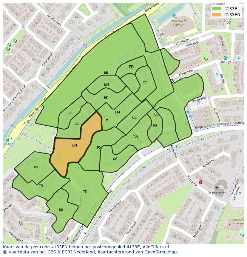 Afbeelding van het postcodegebied 4133 EN op de kaart.