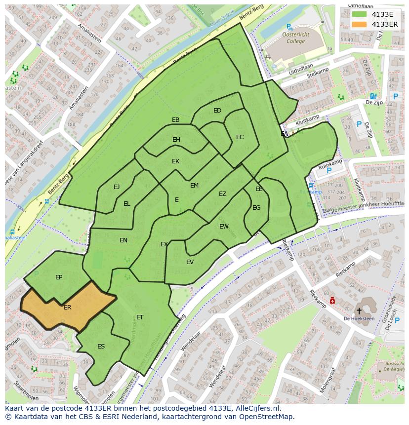 Afbeelding van het postcodegebied 4133 ER op de kaart.