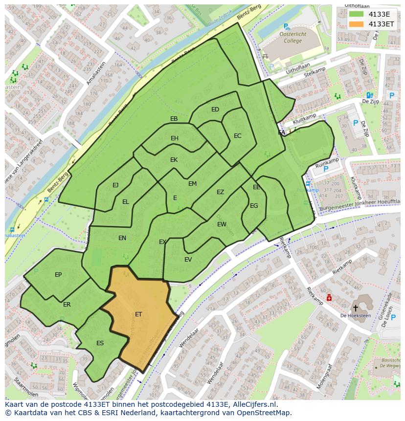 Afbeelding van het postcodegebied 4133 ET op de kaart.
