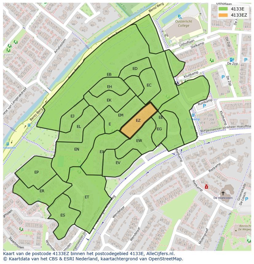 Afbeelding van het postcodegebied 4133 EZ op de kaart.