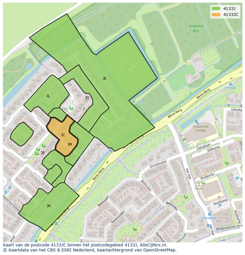 Afbeelding van het postcodegebied 4133 JC op de kaart.
