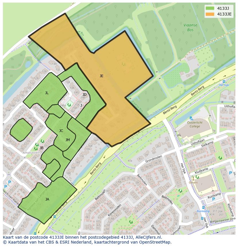 Afbeelding van het postcodegebied 4133 JE op de kaart.