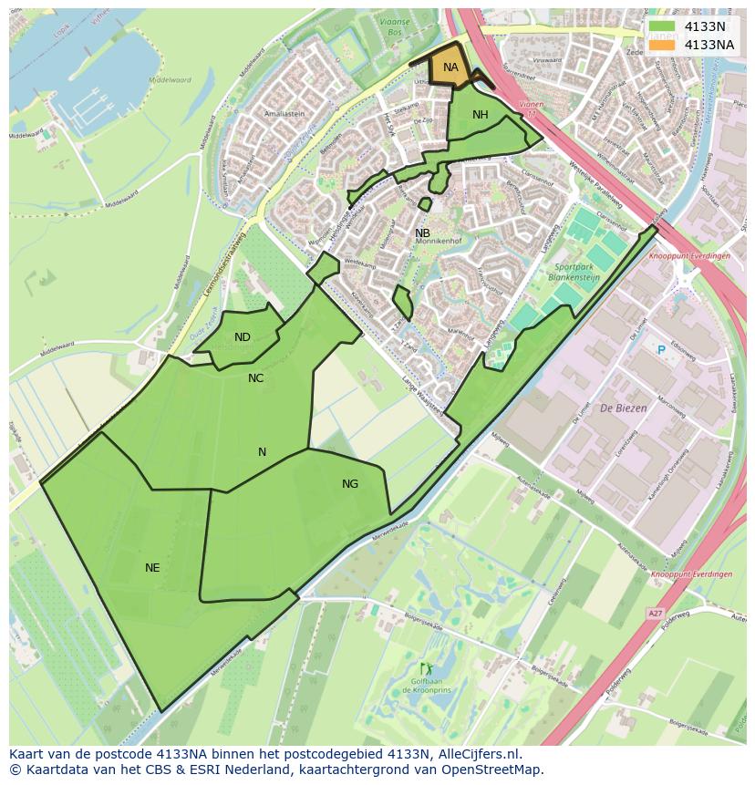 Afbeelding van het postcodegebied 4133 NA op de kaart.