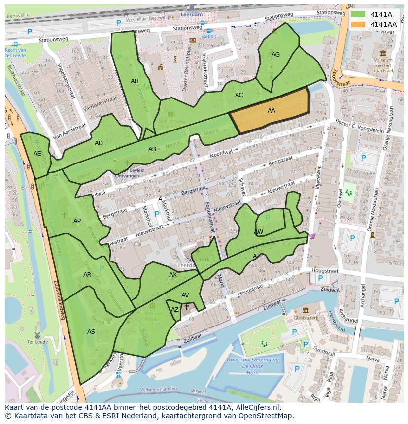 Afbeelding van het postcodegebied 4141 AA op de kaart.