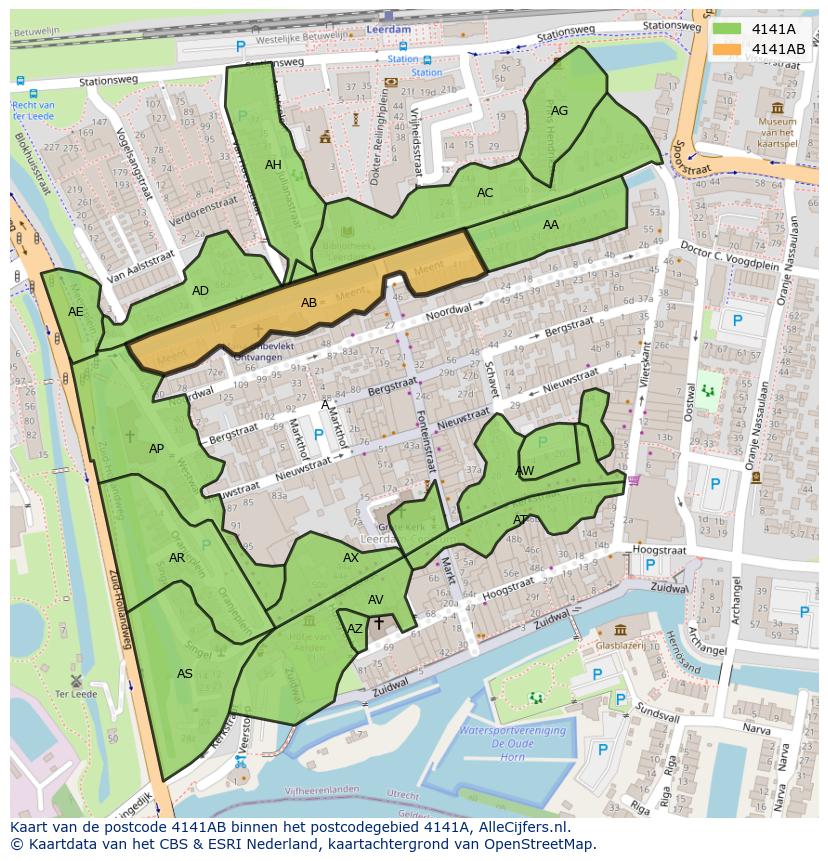 Afbeelding van het postcodegebied 4141 AB op de kaart.