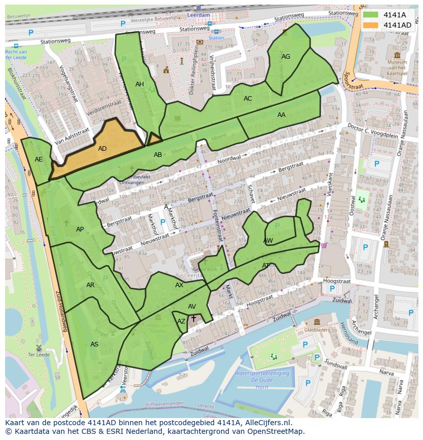 Afbeelding van het postcodegebied 4141 AD op de kaart.