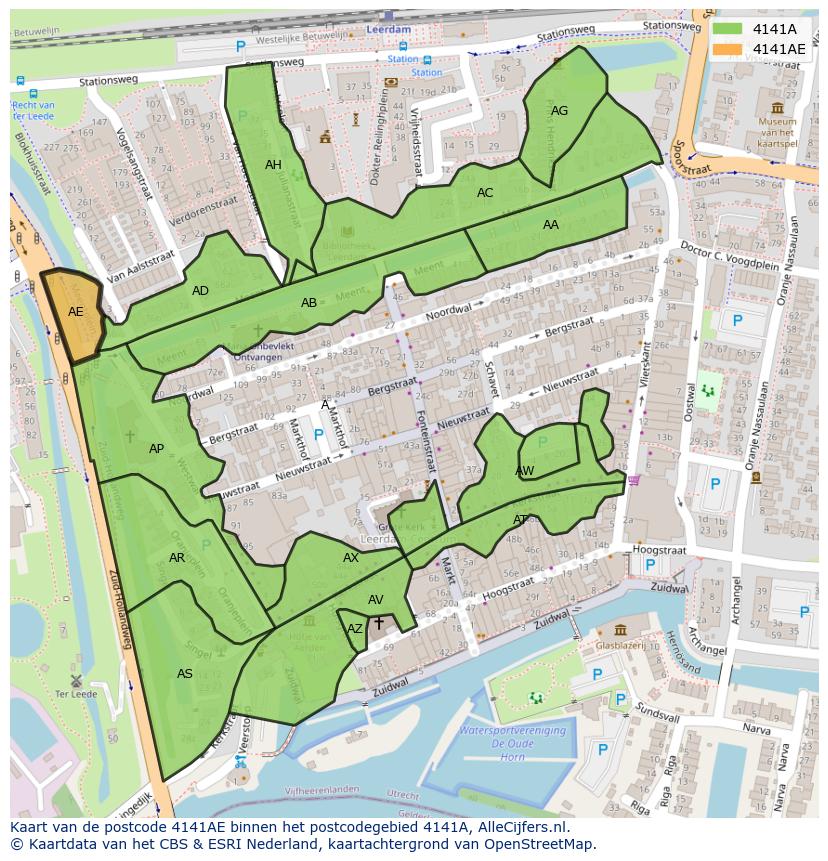 Afbeelding van het postcodegebied 4141 AE op de kaart.