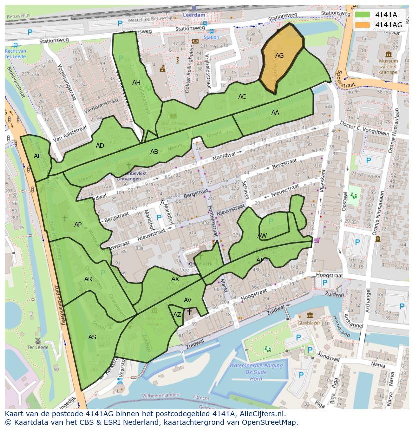Afbeelding van het postcodegebied 4141 AG op de kaart.