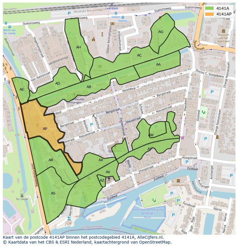 Afbeelding van het postcodegebied 4141 AP op de kaart.
