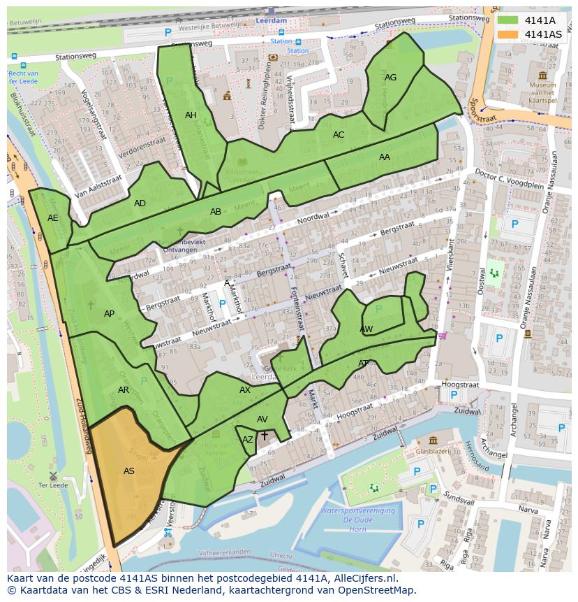 Afbeelding van het postcodegebied 4141 AS op de kaart.