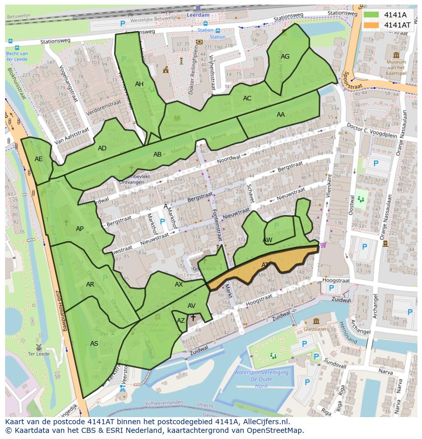 Afbeelding van het postcodegebied 4141 AT op de kaart.