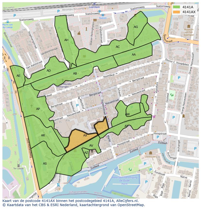 Afbeelding van het postcodegebied 4141 AX op de kaart.