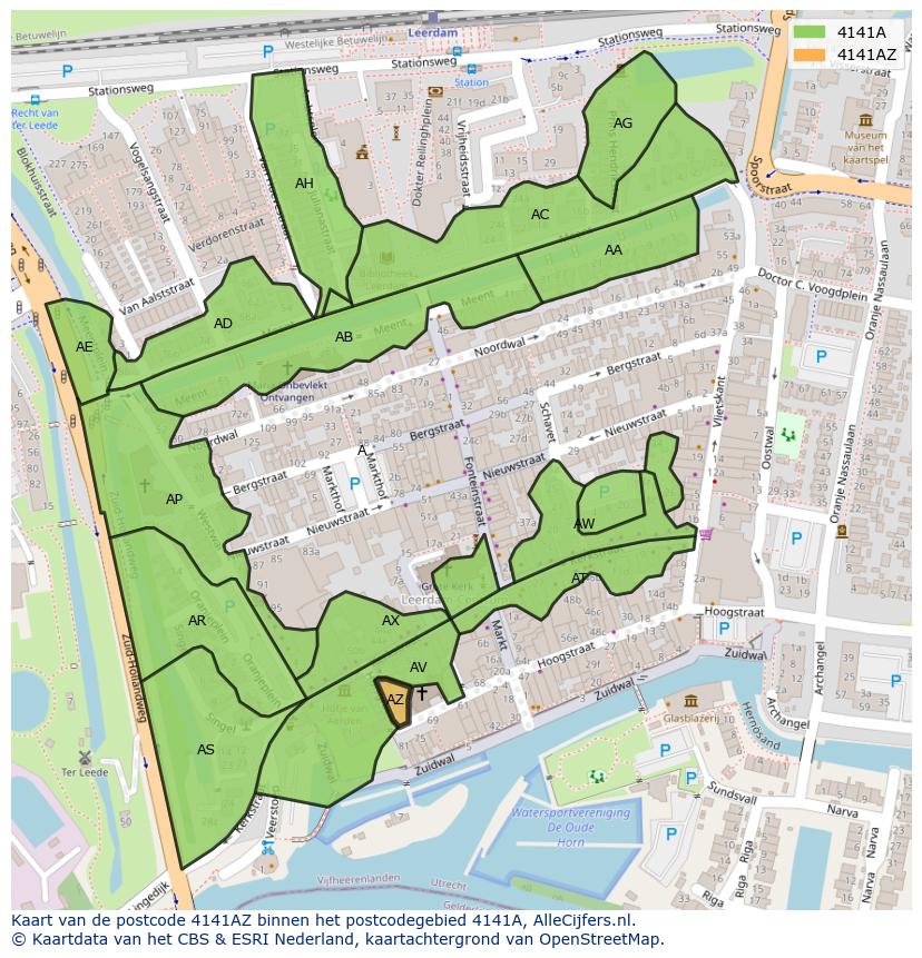 Afbeelding van het postcodegebied 4141 AZ op de kaart.