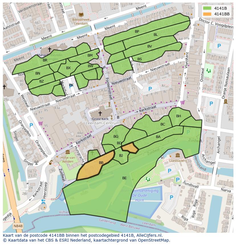 Afbeelding van het postcodegebied 4141 BB op de kaart.
