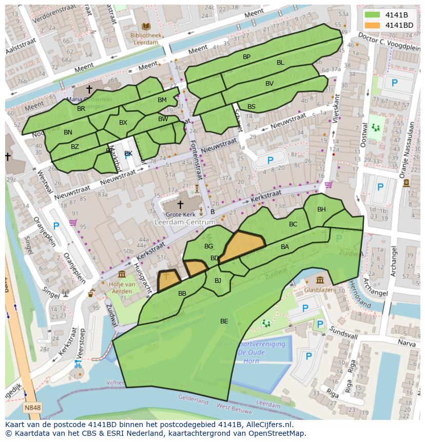 Afbeelding van het postcodegebied 4141 BD op de kaart.