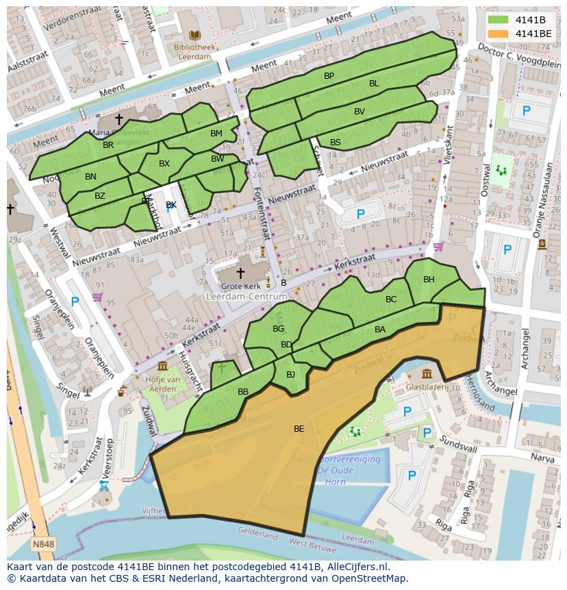 Afbeelding van het postcodegebied 4141 BE op de kaart.