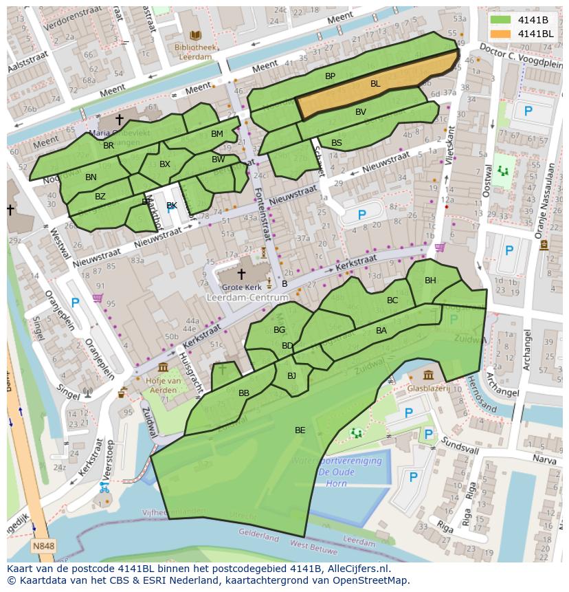 Afbeelding van het postcodegebied 4141 BL op de kaart.