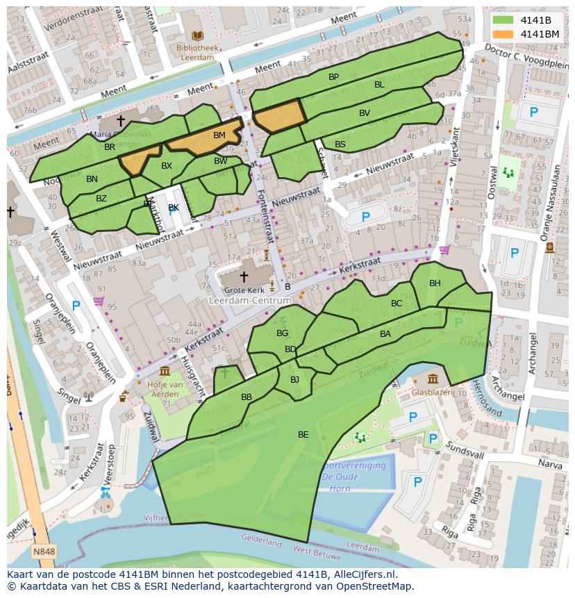 Afbeelding van het postcodegebied 4141 BM op de kaart.