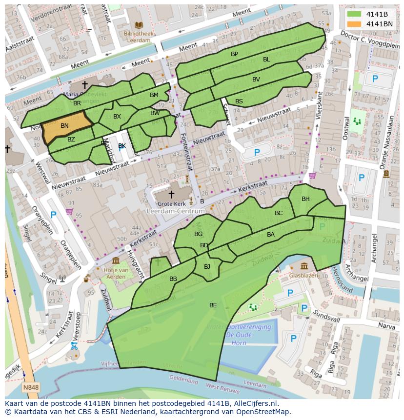 Afbeelding van het postcodegebied 4141 BN op de kaart.