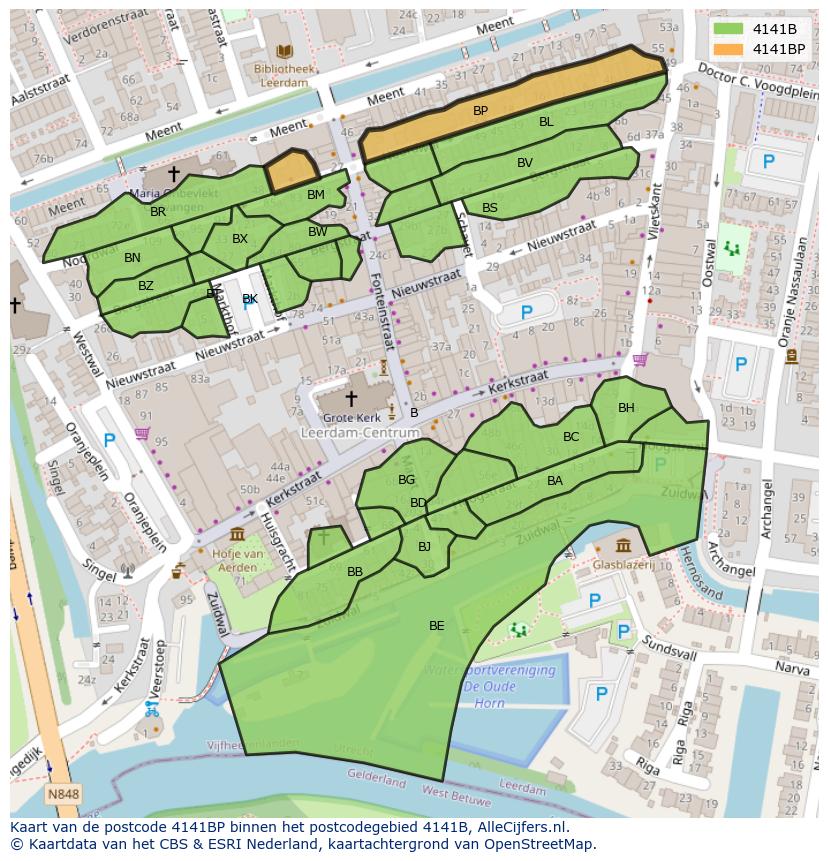 Afbeelding van het postcodegebied 4141 BP op de kaart.